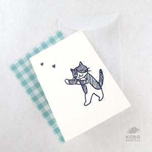Mini Card - Cat with Hearts by Sakiko Fukuda