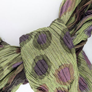 Crinkled Silk Scarf Double Dots - Purple/Green