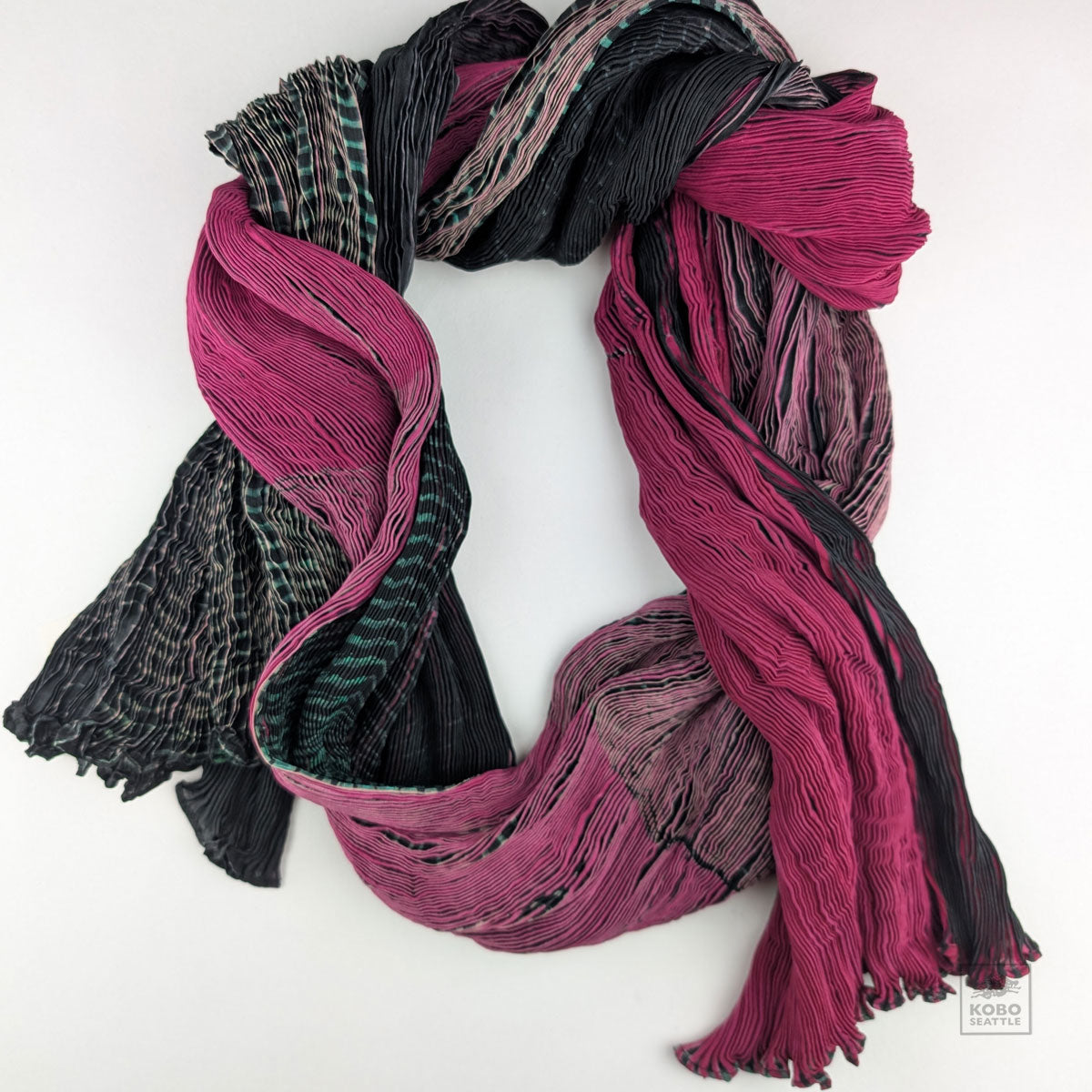 Silk Tie-dyed Scarf - Purple/Green/Gray