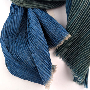 Shibori Dyed Wool Scarf - Teal/Sage Green