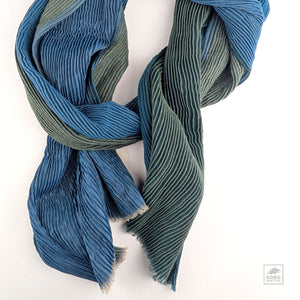 Shibori Dyed Wool Scarf - Teal/Sage Green