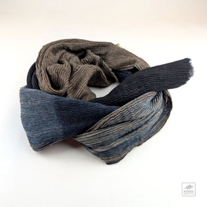 Shibori Dyed Wool Scarf - Natural/Gray
