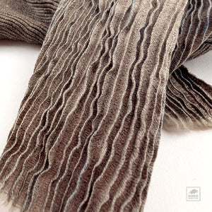 Shibori Dyed Wool Scarf - Natural/Gray