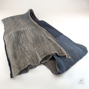 Shibori Dyed Wool Scarf - Natural/Gray
