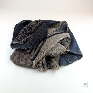Shibori Dyed Wool Scarf - Natural/Gray