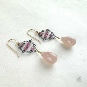 Rose Quartz and Pink Tourmaline Earrings