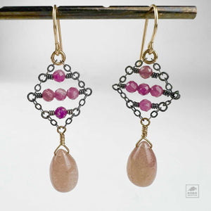 Rose Quartz and Pink Tourmaline Earrings