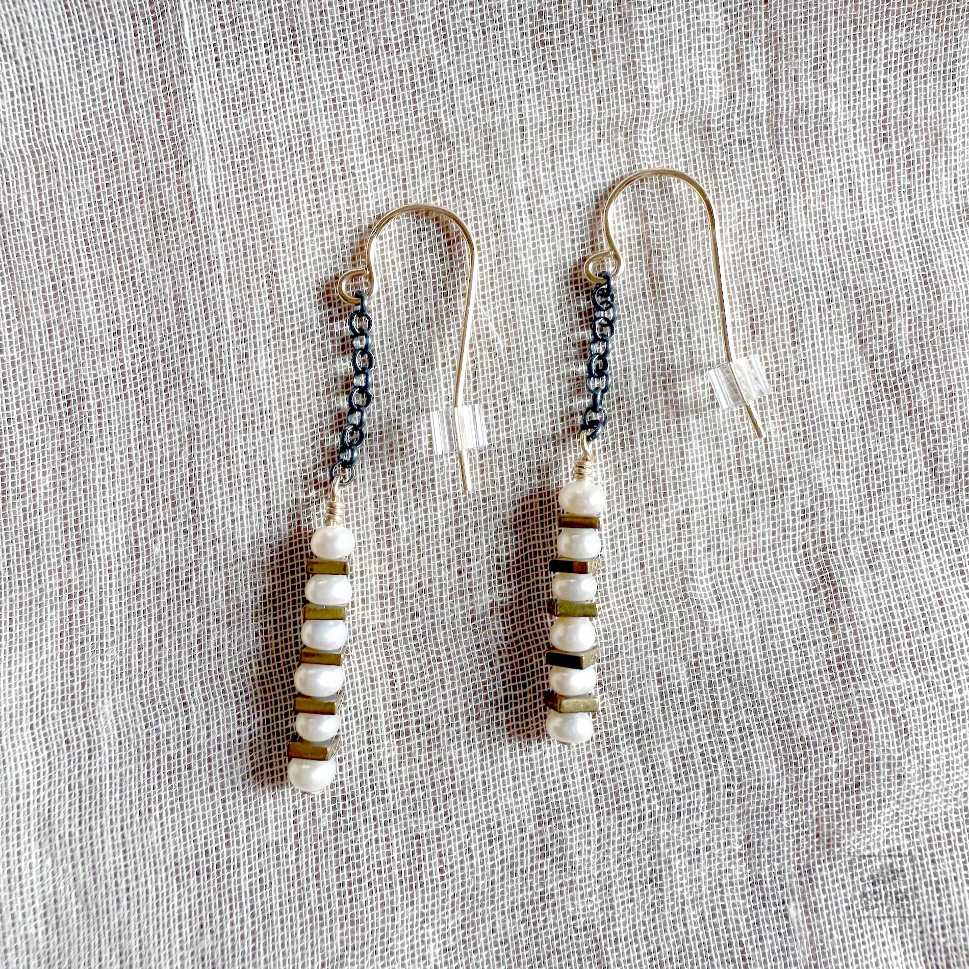 Pearl and Hematite Earrings