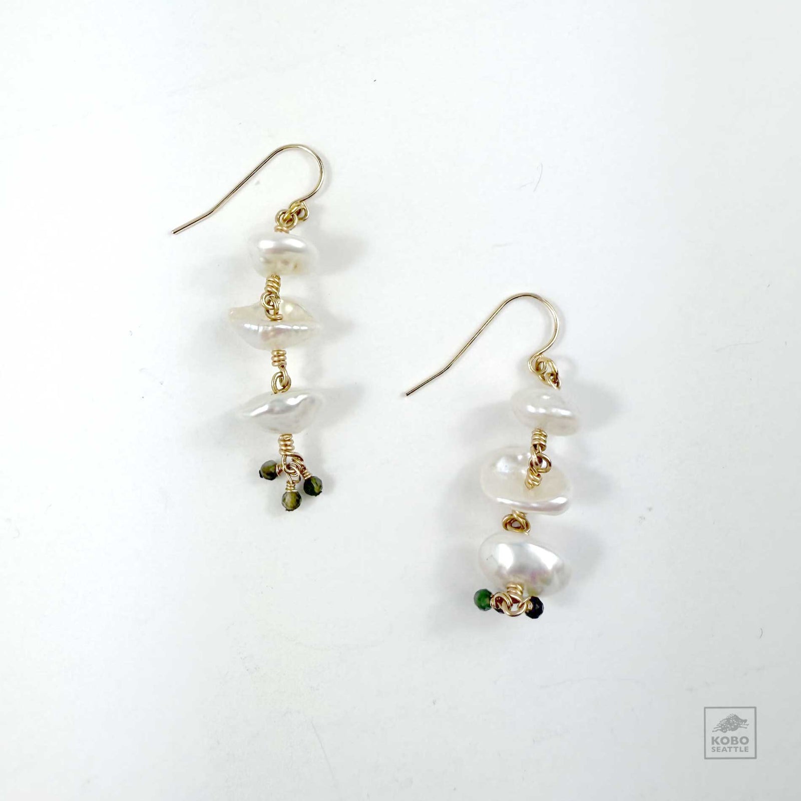 Keishi Pearls + Tourmaline Earrings