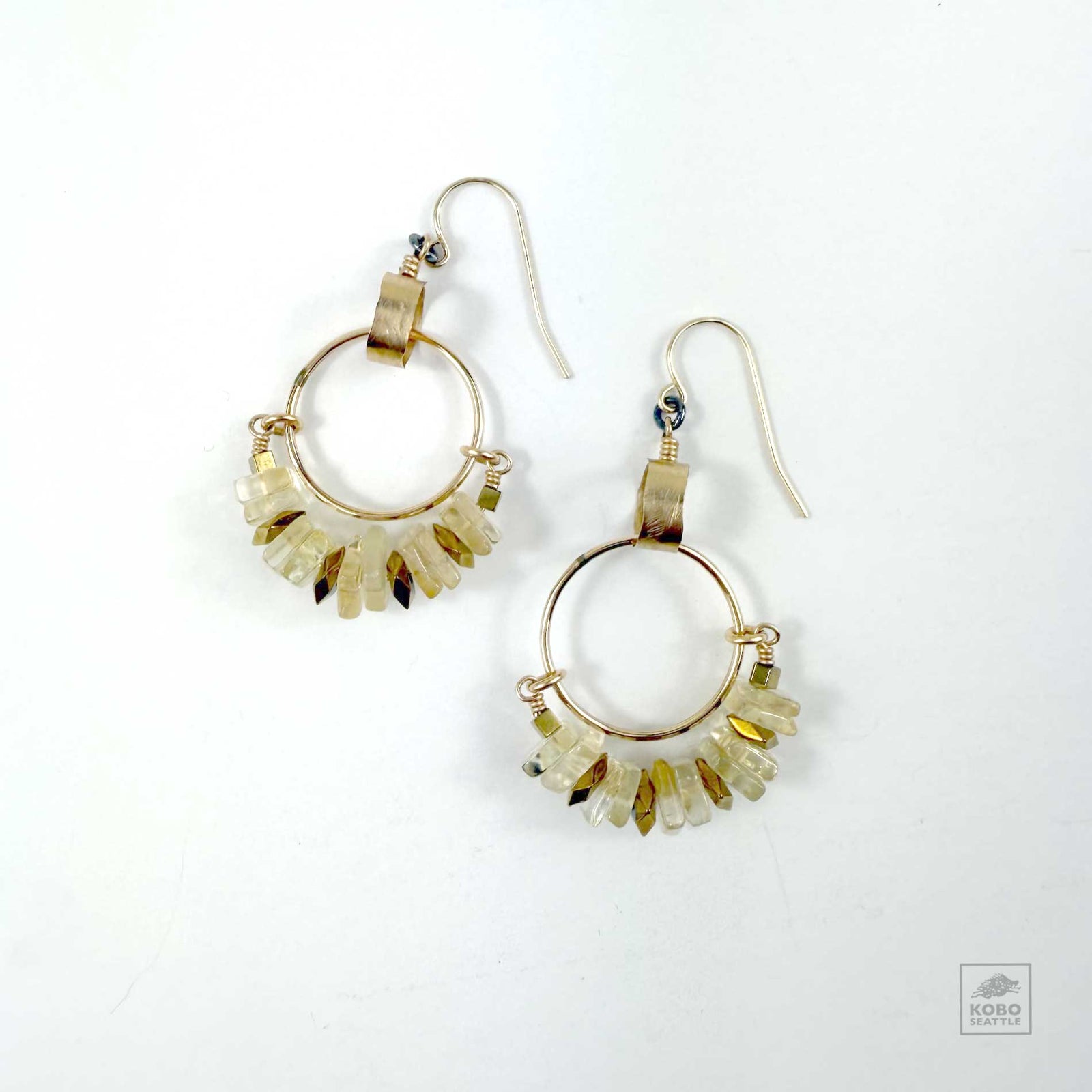 Lemon Quartz + Hematite Earrings