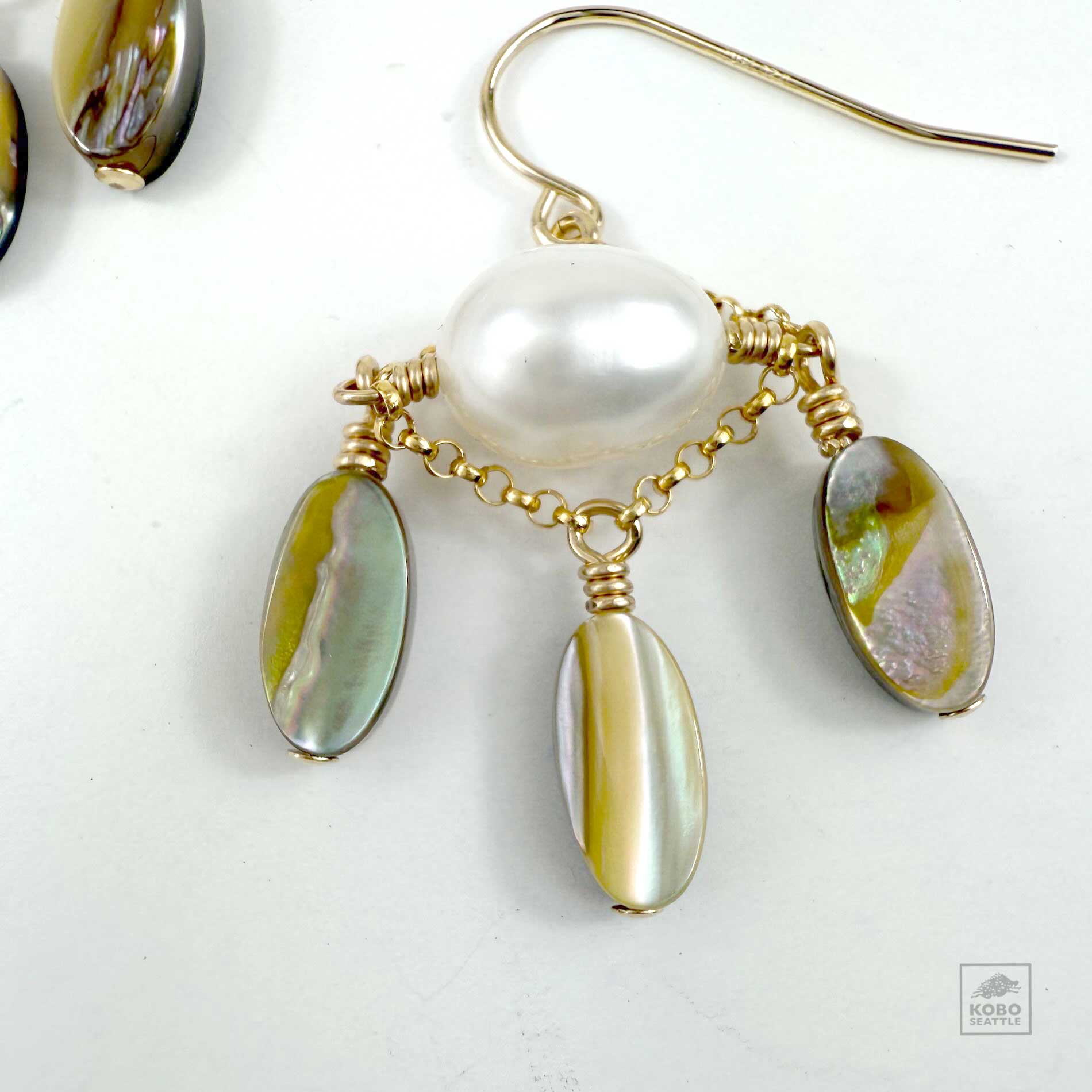 Pearl and Abalone Earrings KoboSeattle