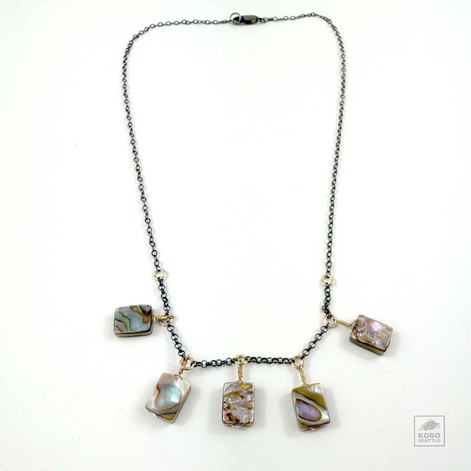 Abalone on Gold-filled Rings Necklace