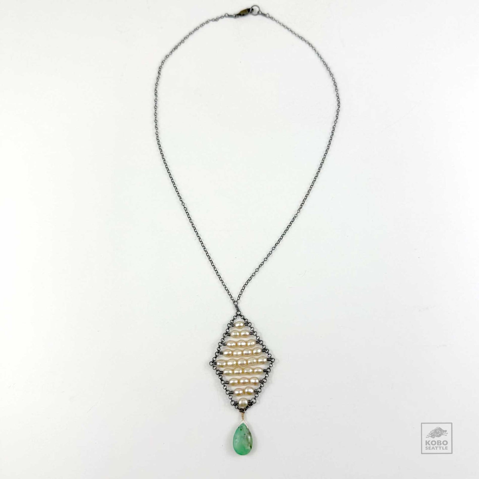 Champagne Pearls + Chrysoprase Necklace
