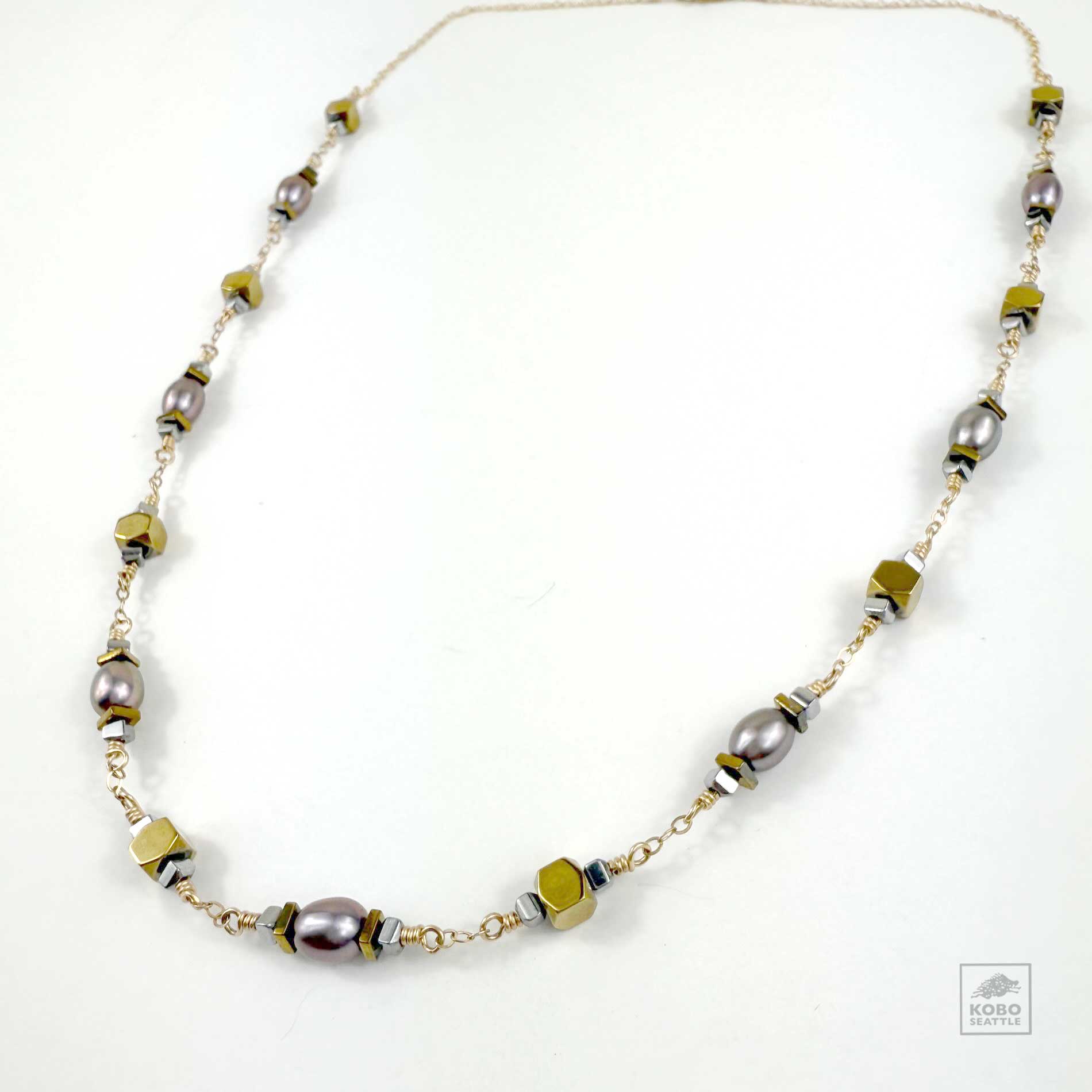 Gray Pearls + Hematite Necklace