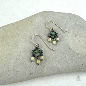 Ruby Fuchsite + Yellow Opal Earrings