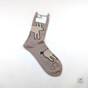 Silver Rabbit Socks on Mocha