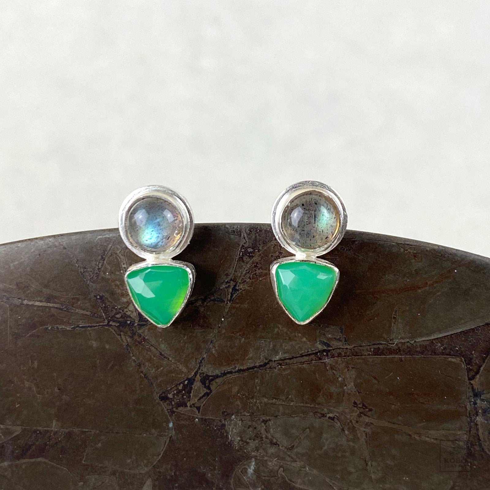 Labradorite + Chrysoprase Studs by Little Teal
