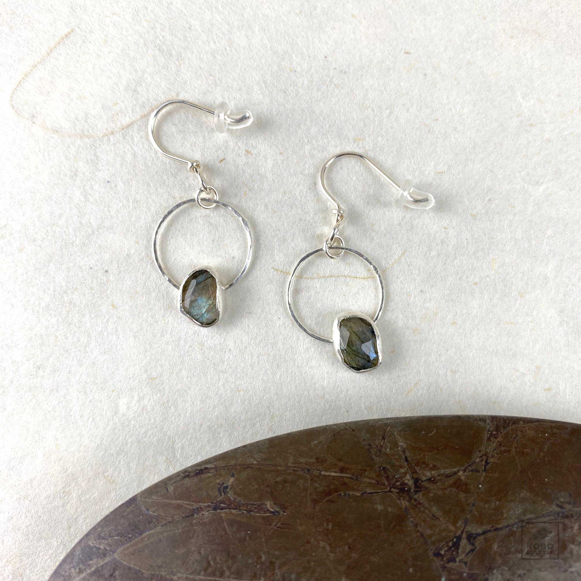Labradorite On Circle Earrings by Little Teal