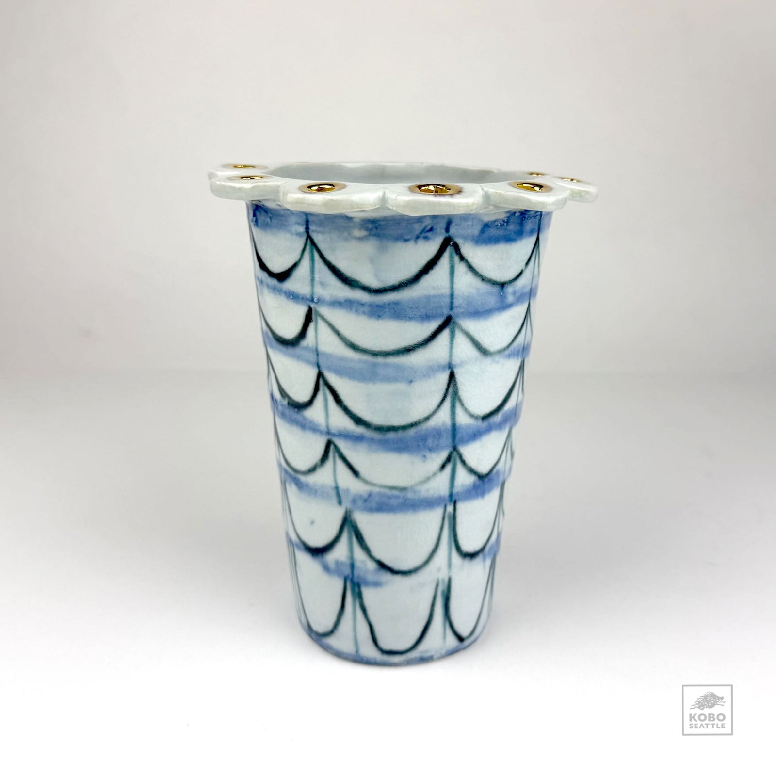 Blue + Gold Vase 1 by Christine Westergaard
