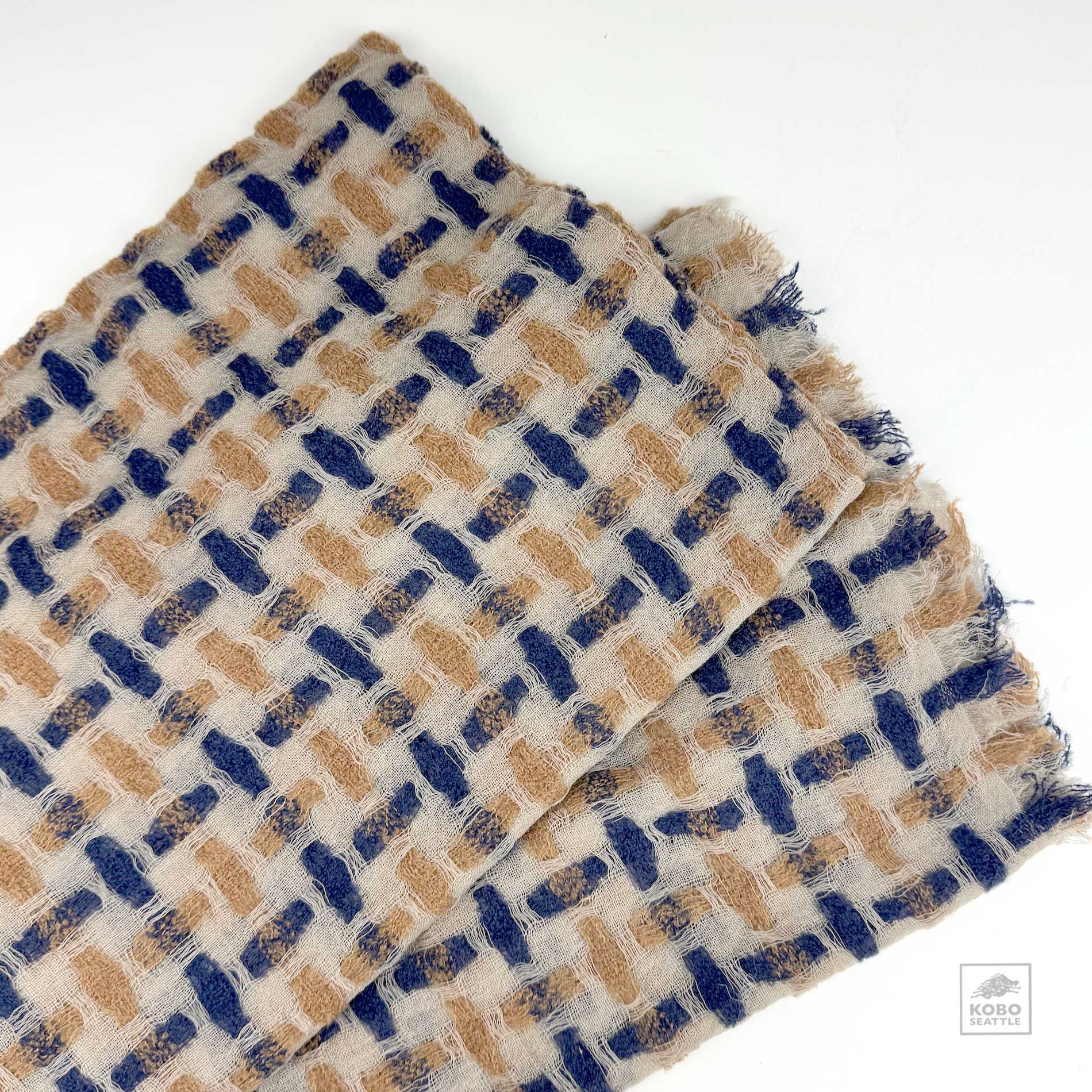 Megumi Wool Scarf - Mustard and Navy