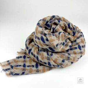 Megumi Wool Scarf - Mustard and Navy