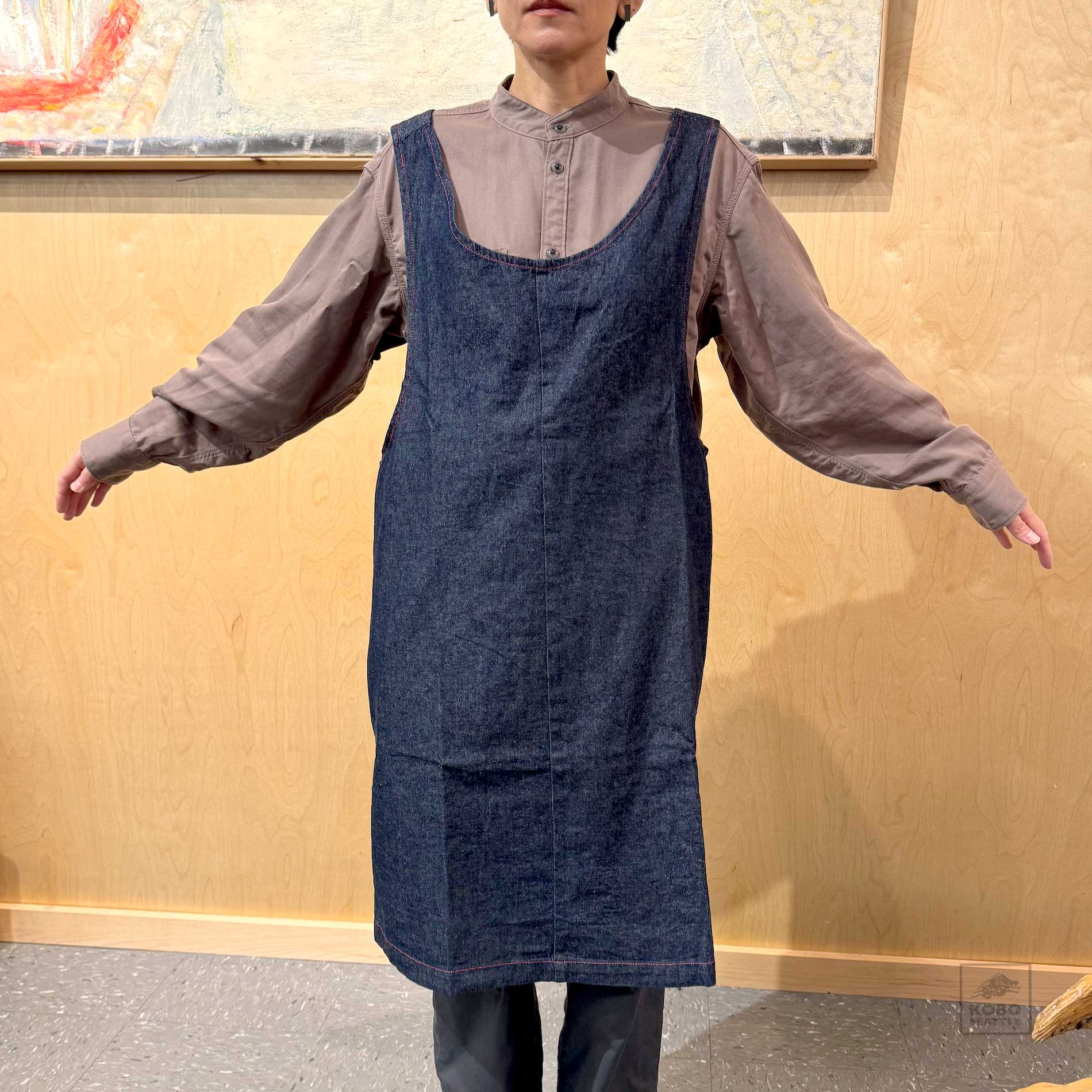 Cross Back Japanese-style Apron - Denim