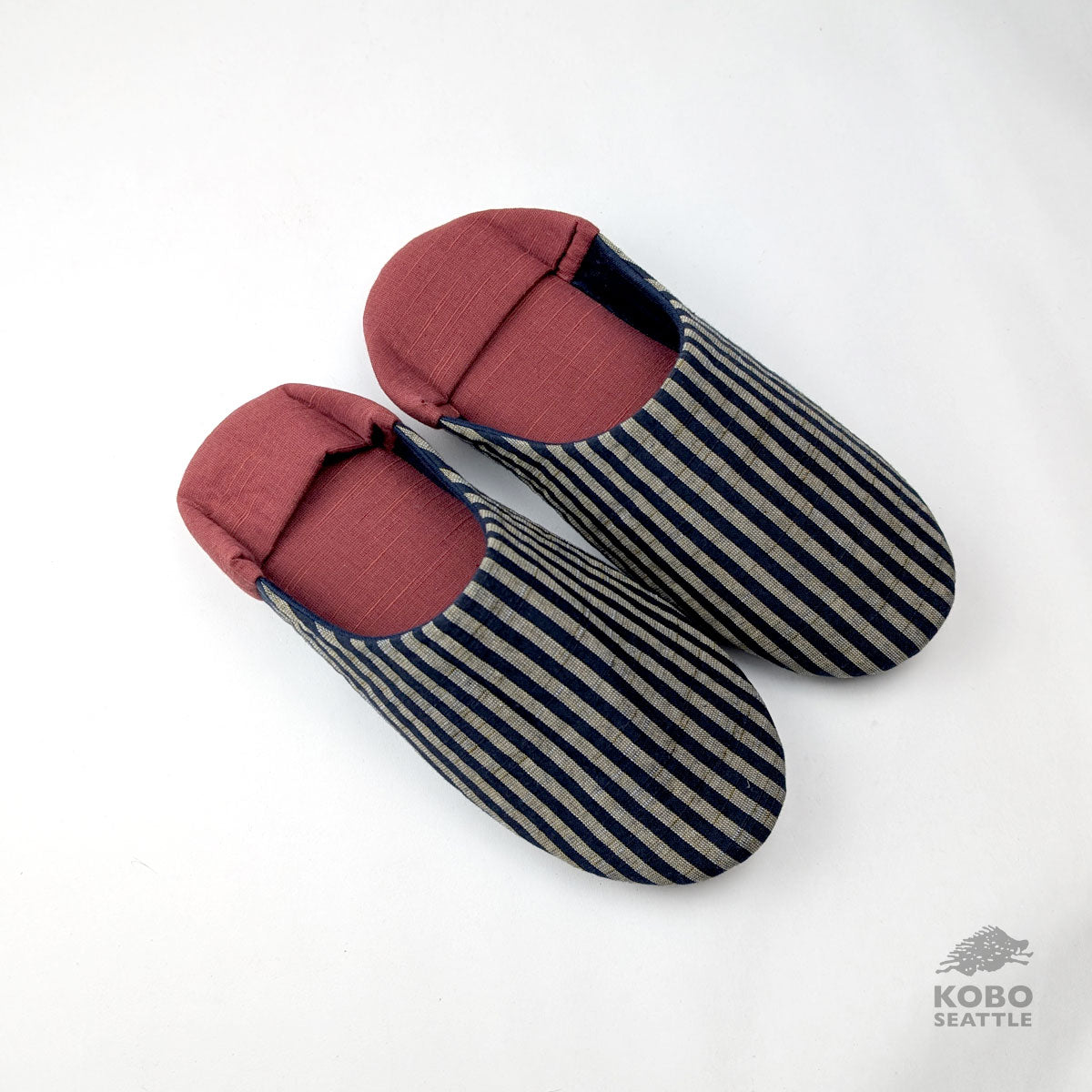 Harappa Cotton Room Slippers - Navy & Natural Stripes