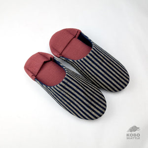 Harappa Cotton Room Slippers - Navy & Natural Stripes
