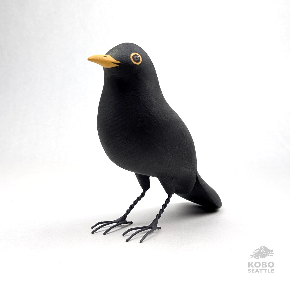 Handcrafted Wood Black Bird  by Michael Zitka
