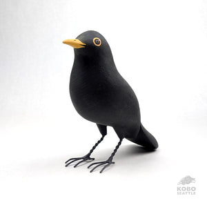 Handcrafted Wood Black Bird  by Michael Zitka