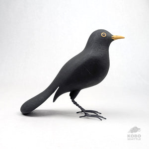 Handcrafted Wood Black Bird  by Michael Zitka