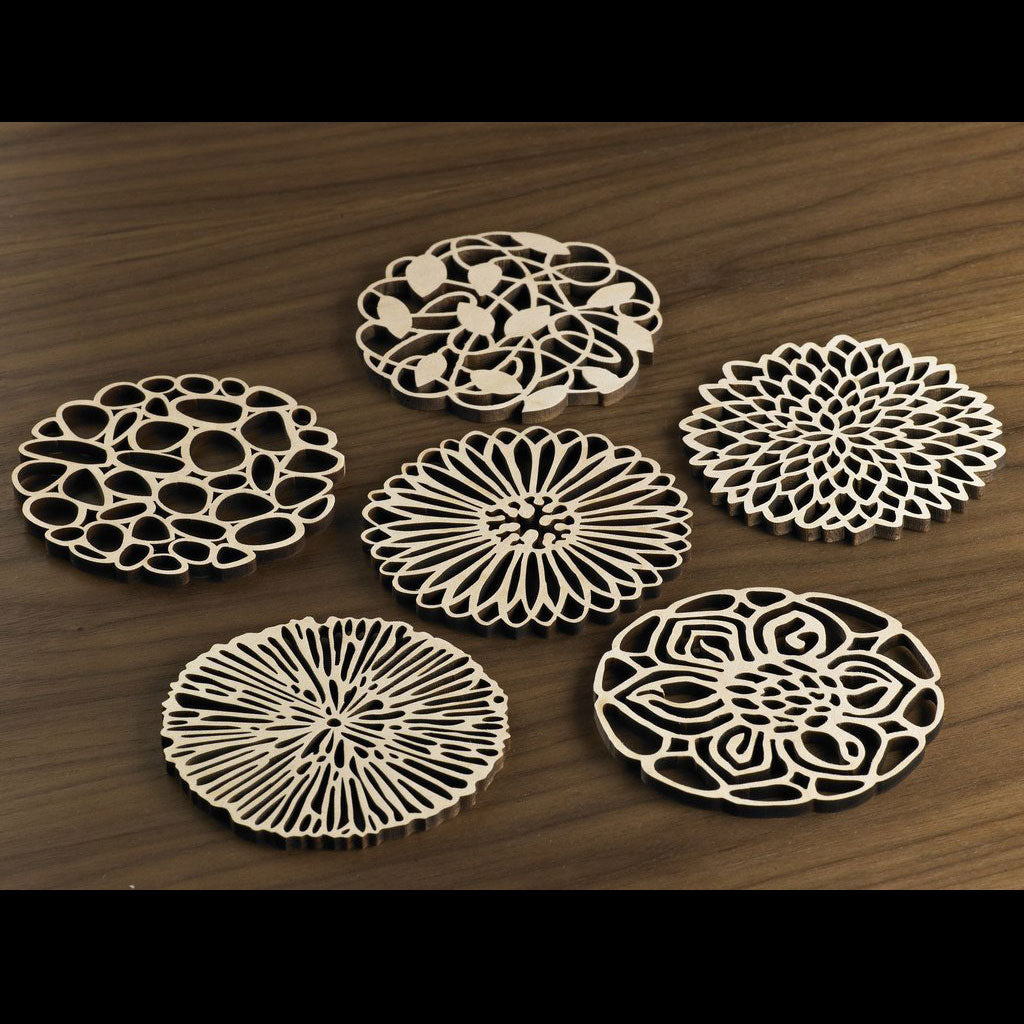 Hardwood Graphic Coasters - Garden Party