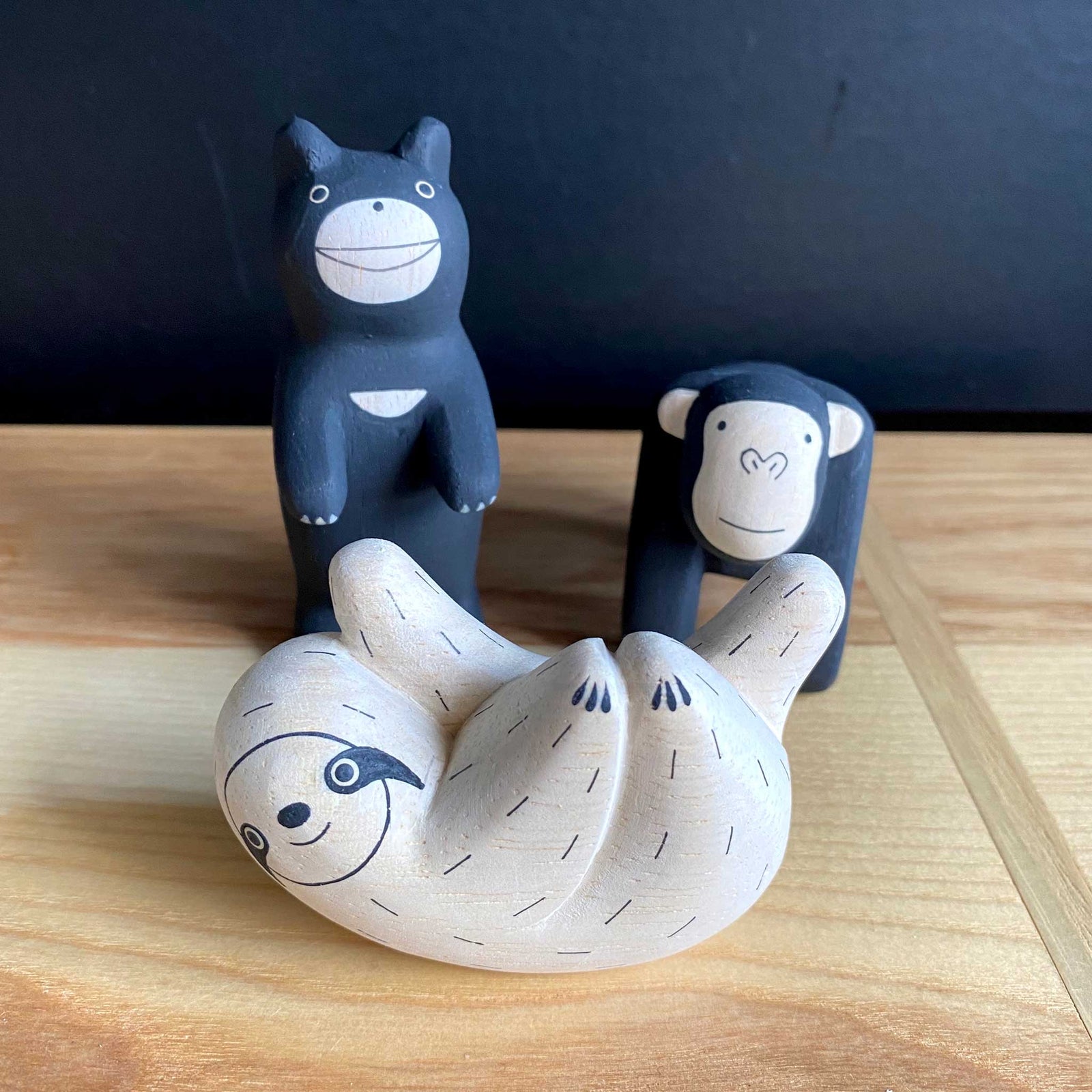 Chibi Wooden Animals: Bear, Sloth, Gorilla- sold individually