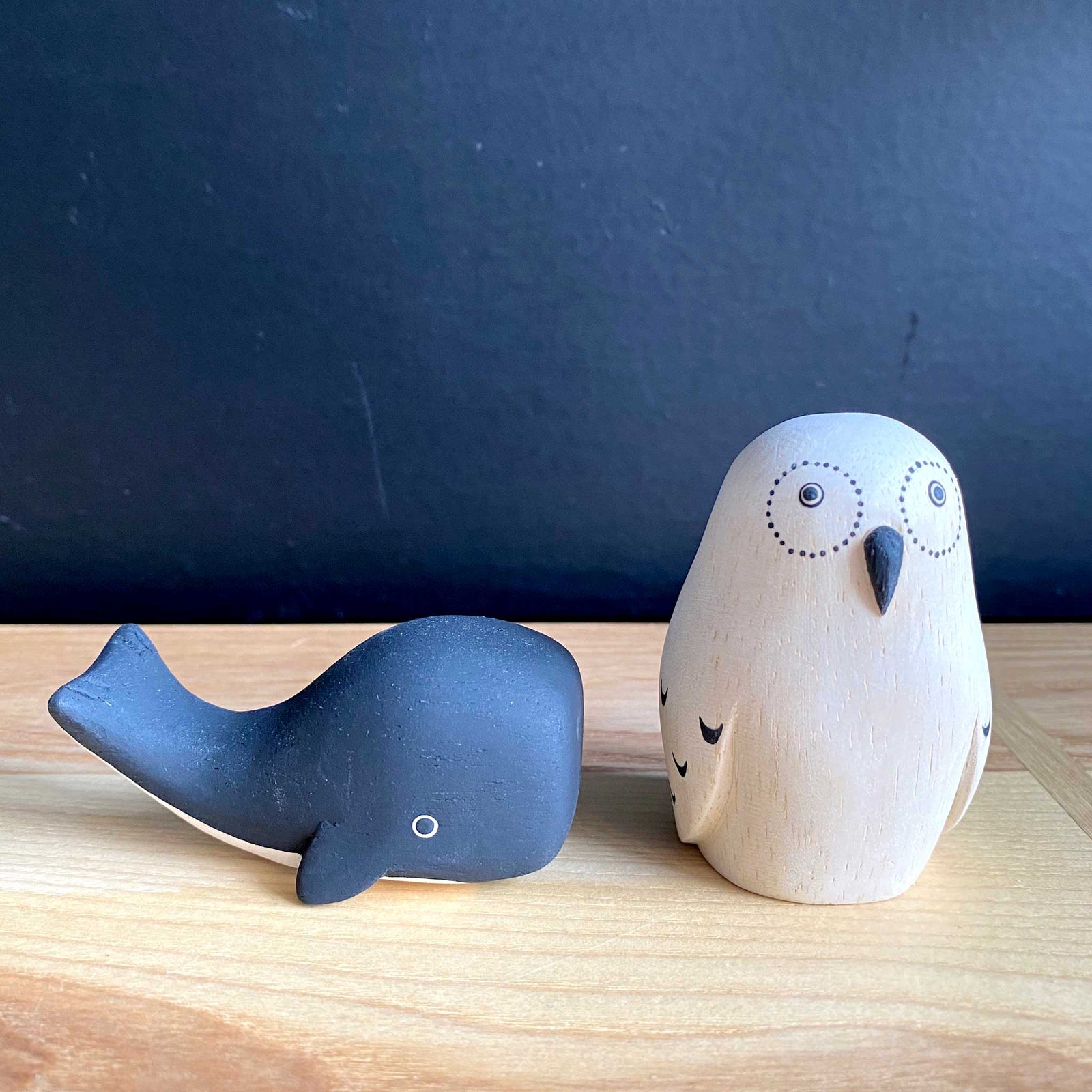 Chibi Wooden Animals: Owl, Whale- sold individually