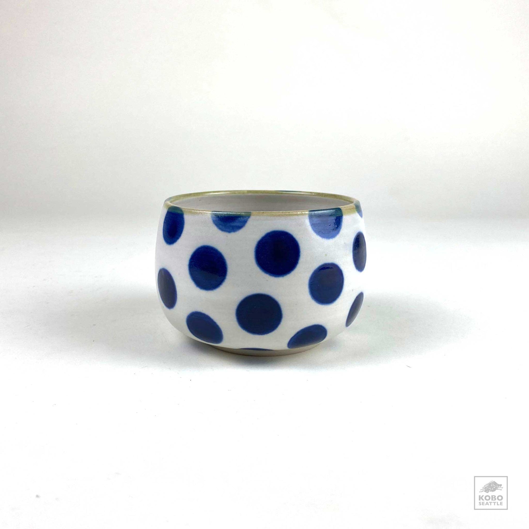 Small Round Blue Dot Bowl by Kathy Berd
