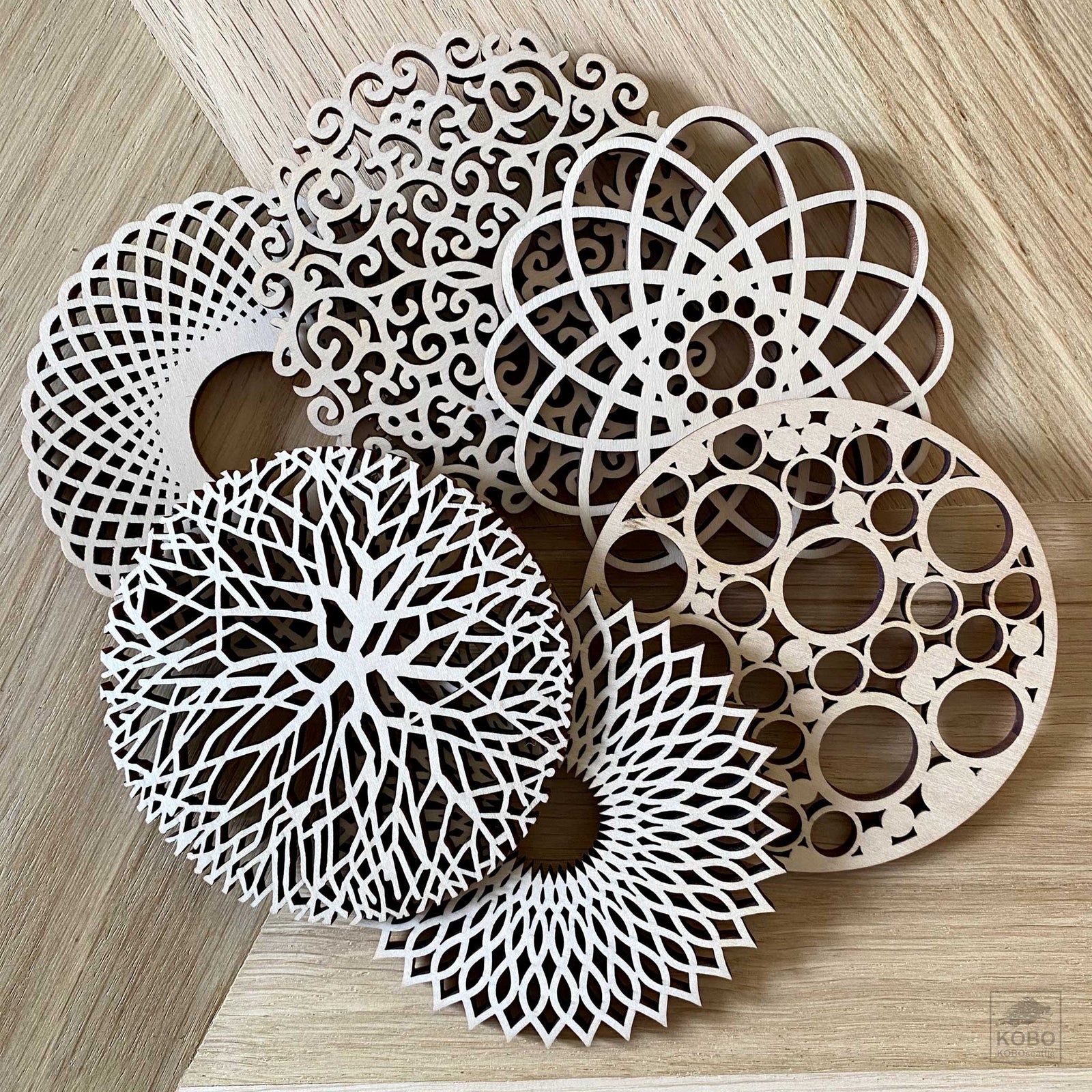 Hardwood Graphic Coasters - Dinner Party