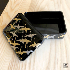 Heiando Japanese Lacquer Accessory Box - Soaring Cranes/Shokaku