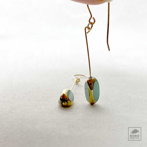 Glass Bead Earrings - Aqua Bean