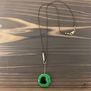 Green + Black Swirl Dot Drop Necklace