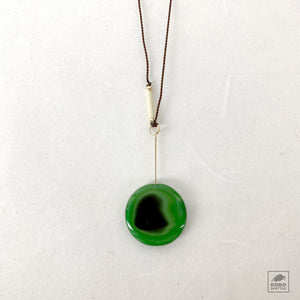 Green + Black Swirl Dot Drop Necklace