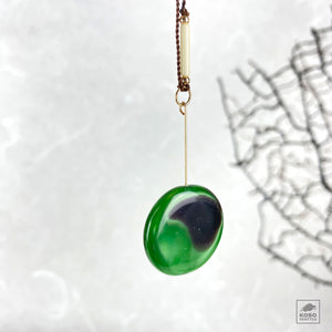 Green + Black Swirl Dot Drop Necklace