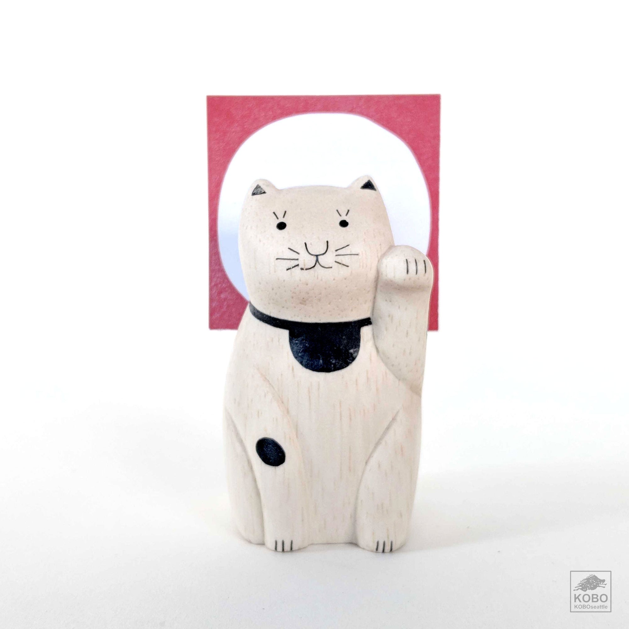 Wood Maneki-neko Card Holder