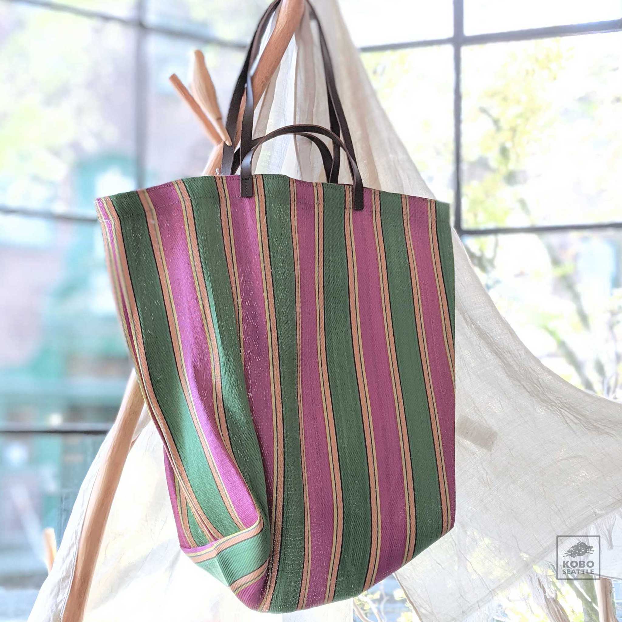 Large Market Bag - Fuchsia stripes - KoboSeattle