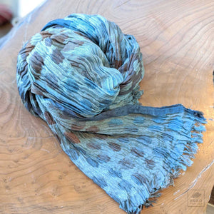 Handwoven Silk Crinkled Scarf - Double Dots 4