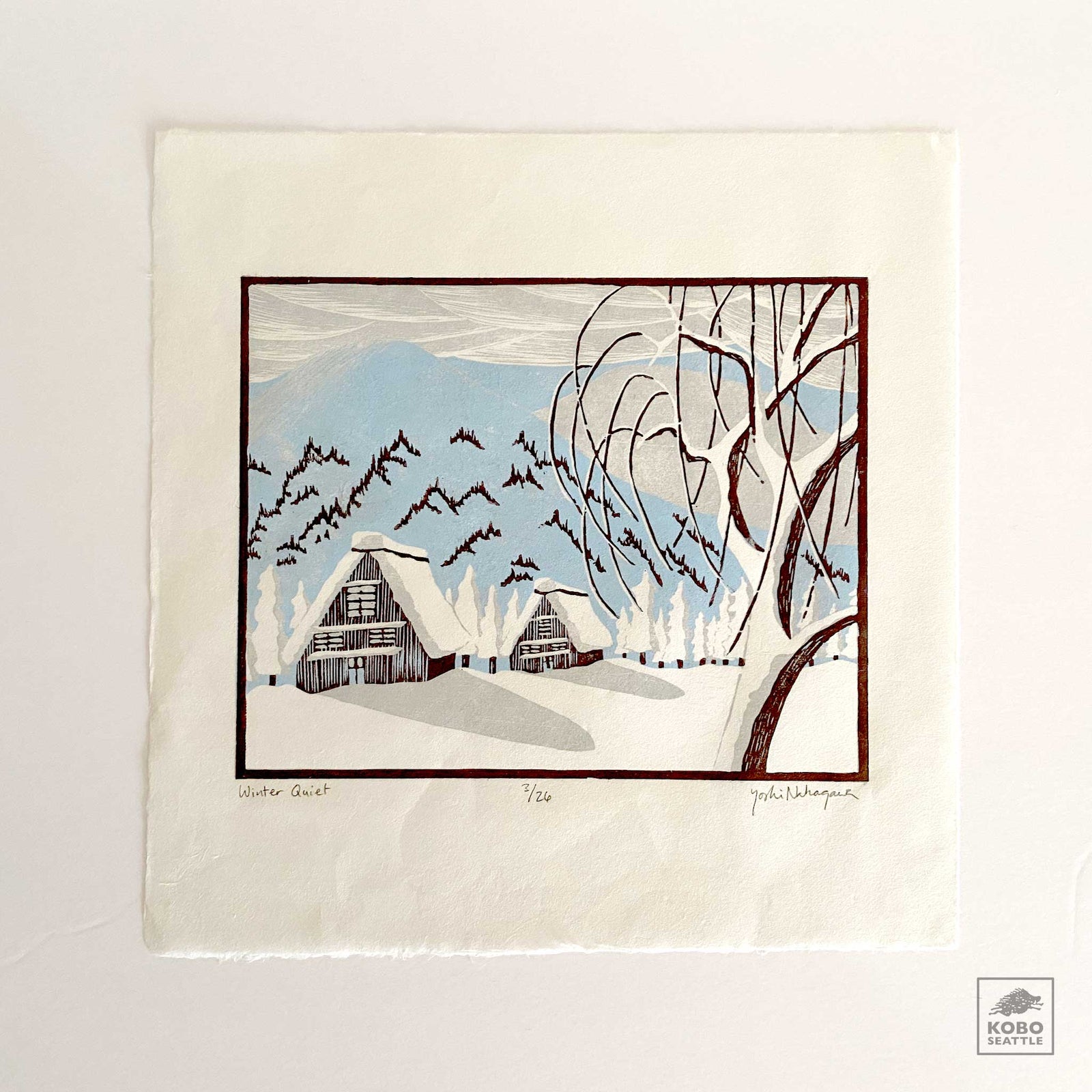 Winter Quiet, woodcut from Yoshi Nakagawa