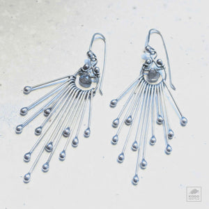 Sterling Silver and Gray Moonstone Earrings