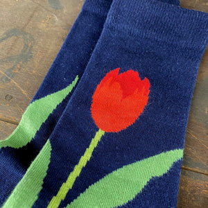 Navy Socks with Tulip - two colors