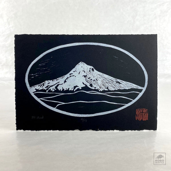 Chris Sutton 限定版直筆アートプリント Mt. Hood Linocut by Yoshi Nakagawa - KoboSeattle